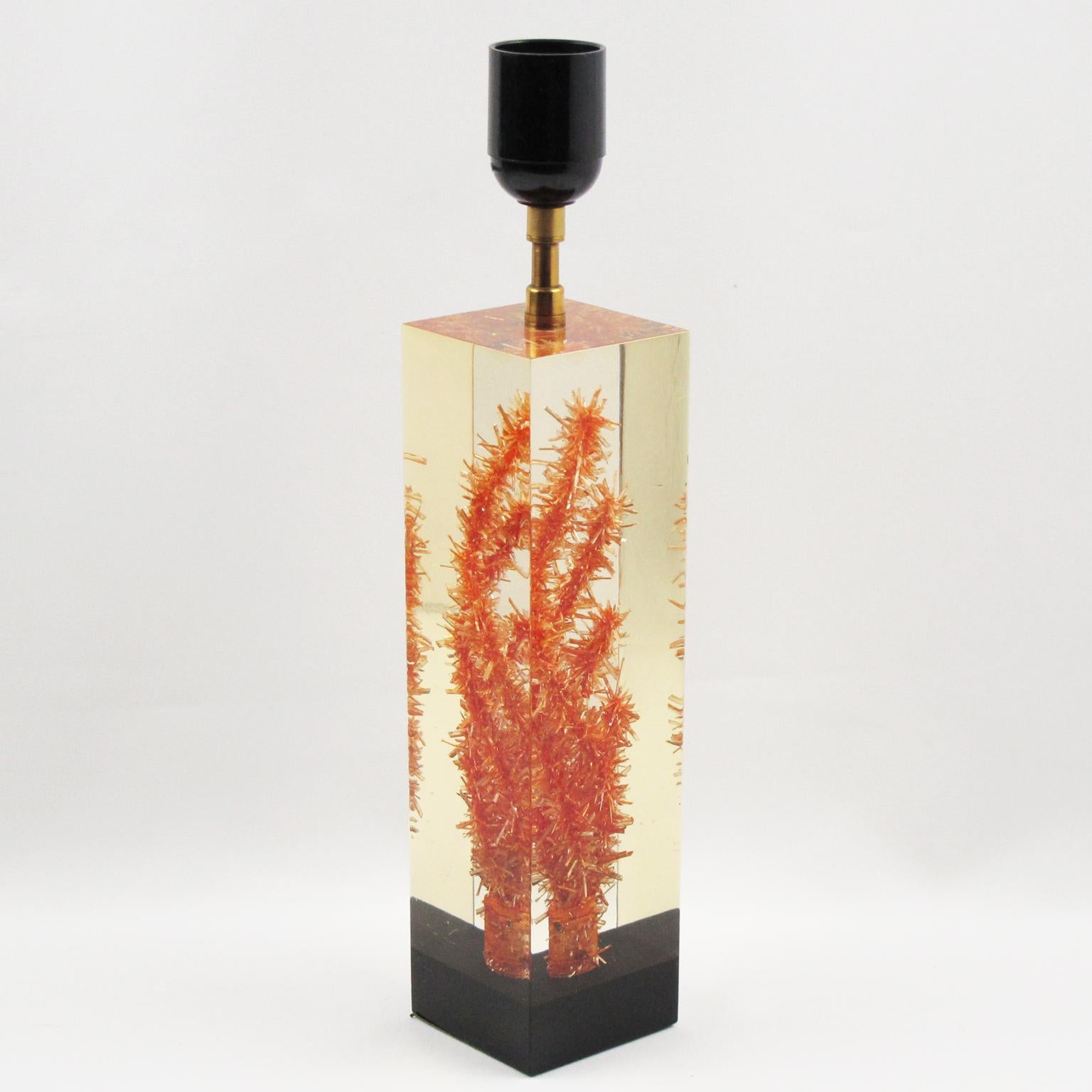French Designer Pierre Giraudon Resin with Inclusions Table Lamp For Sale