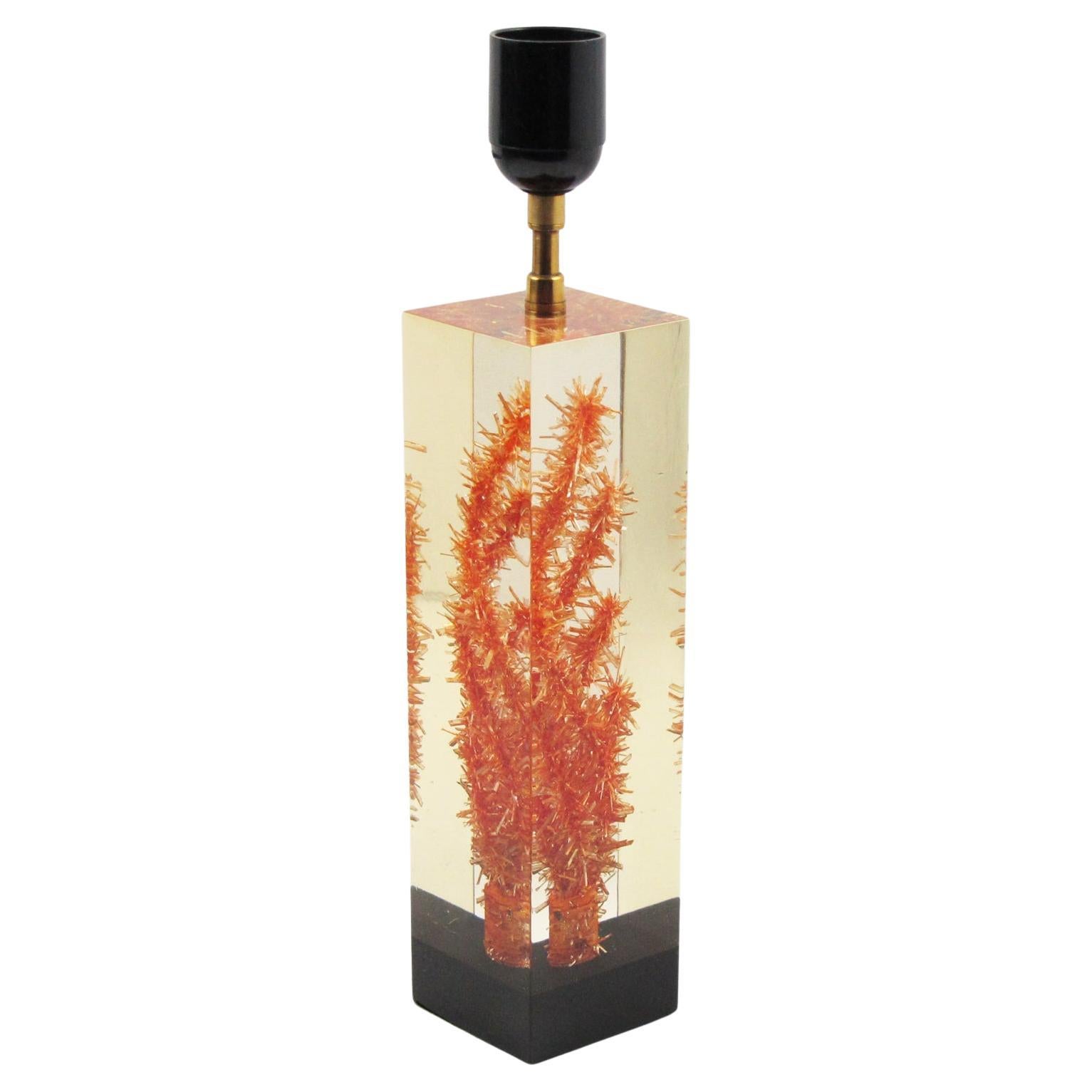 Designer Pierre Giraudon Resin with Inclusions Table Lamp For Sale
