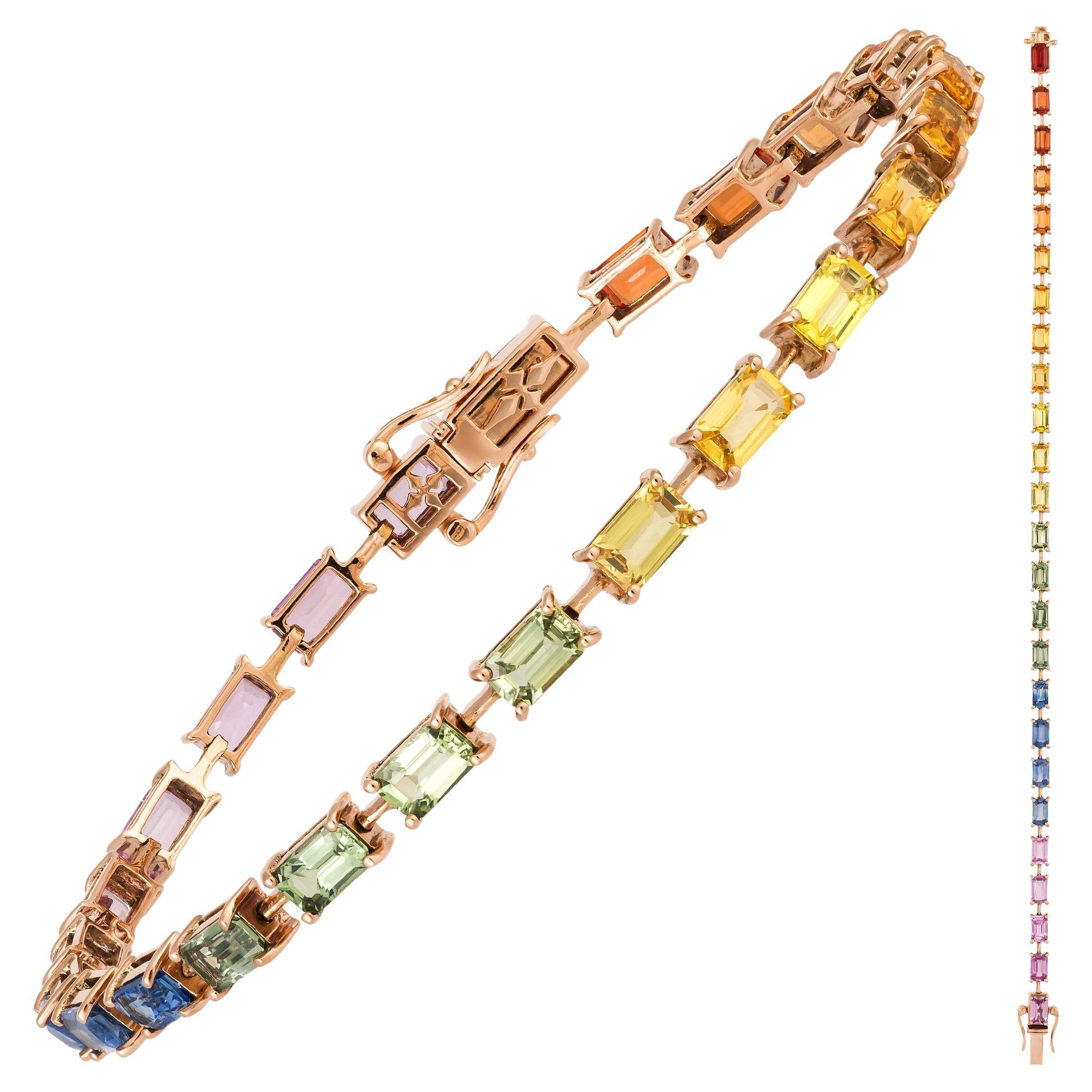 Bracelet en or rose 18K multi-saphirs de designer pour elle