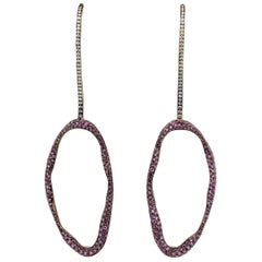 Designer Pink Sapphire Diamond Gold Drop Earrings
