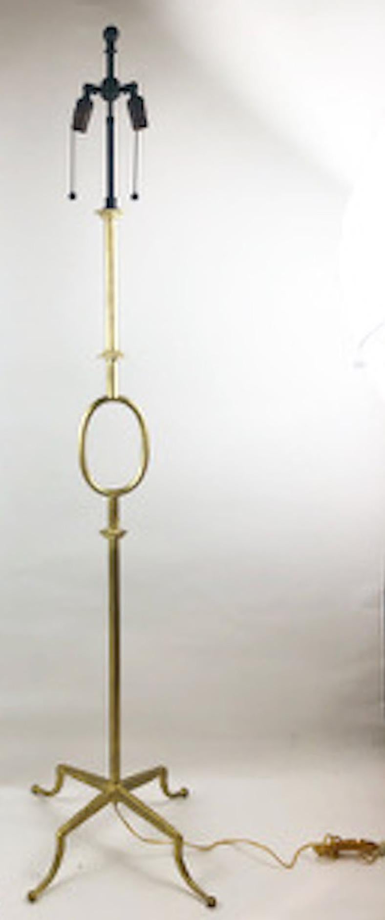 French Vintage Poillerat Mattaliano Pair Gilt Iron Floor Lamp with Provenance For Sale