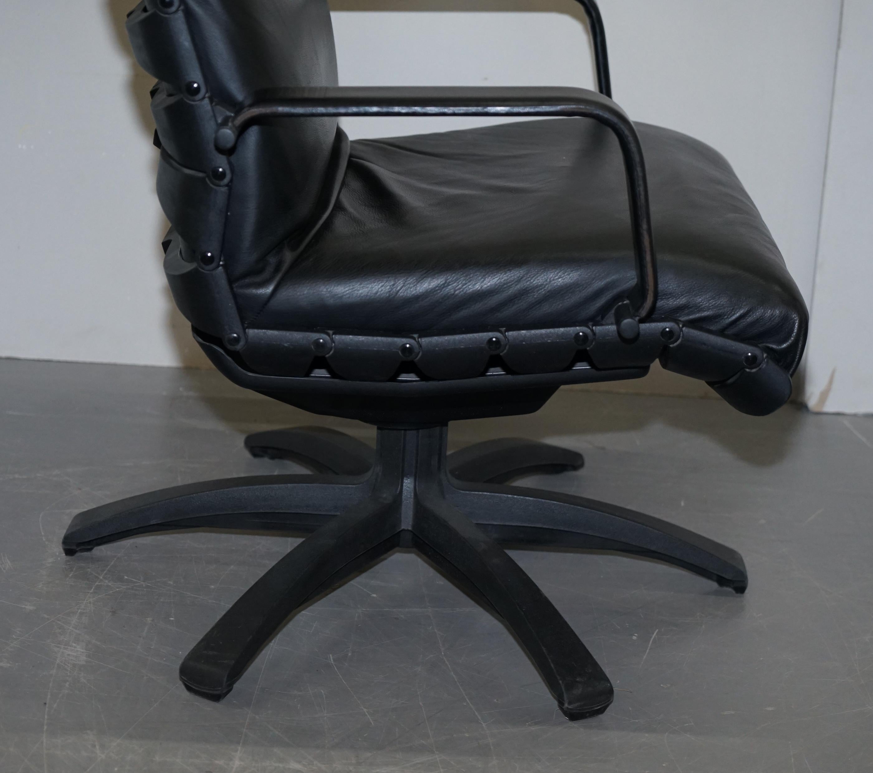 Designer Poltrona Frau Antropovarius Office Captains Black Leather Armchair 3
