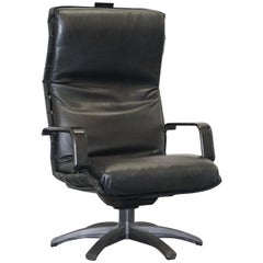 Designer Poltrona Frau Antropovarius Office Captains Black Leather Armchair