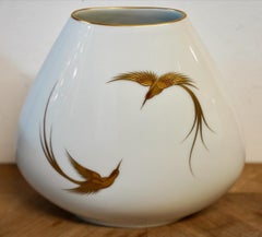 Designer Porcelain Vase with golden Birds, by Heinrich, Selb Bavaria
