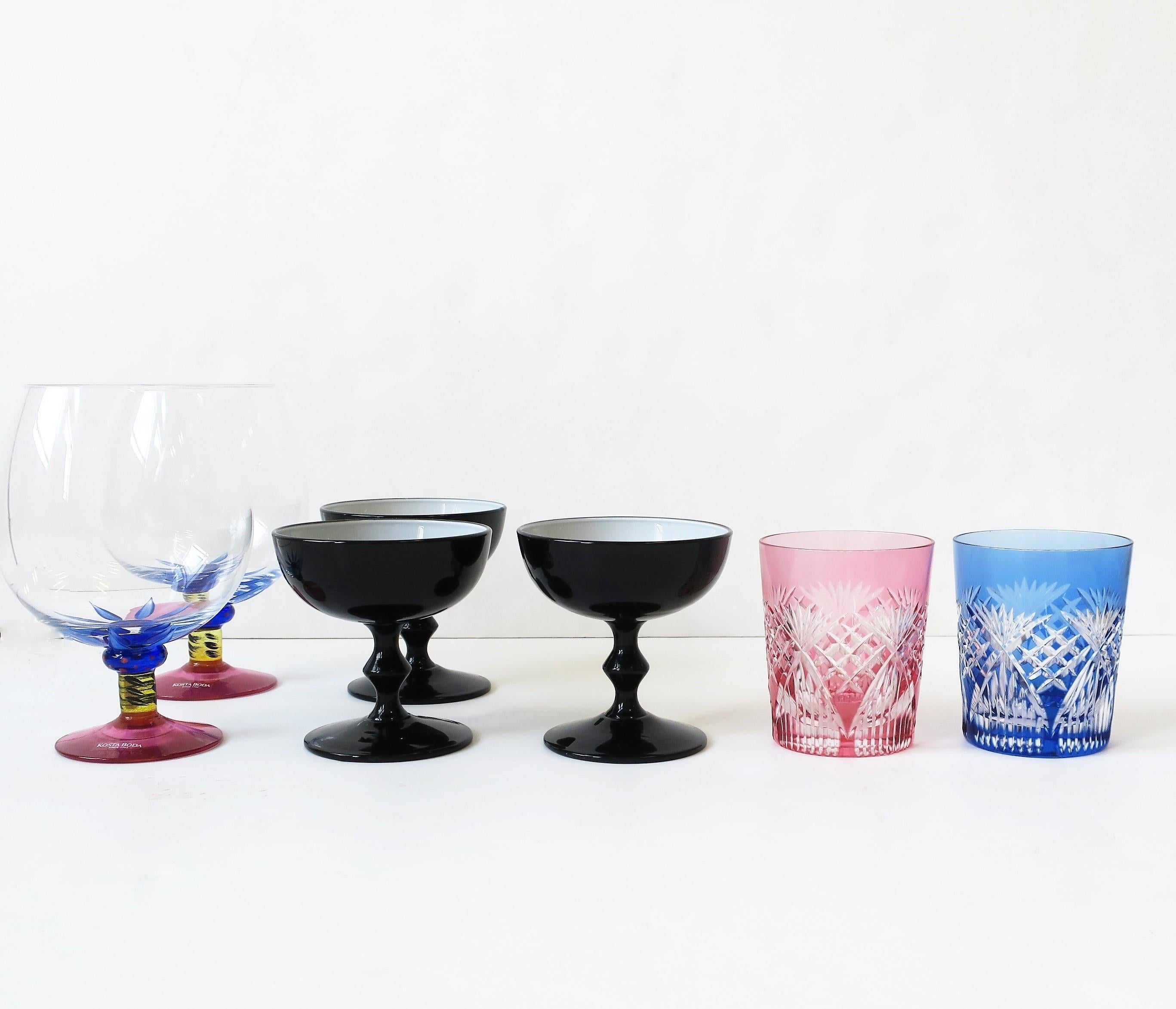 Designer Postmodern Art Glass Cocktail Brandy Glasses by Kosta Boda, '90s Sweden 3