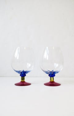 Designer Postmodern Art Glass Cocktail Brandy Glasses by Kosta Boda, '90s Sweden