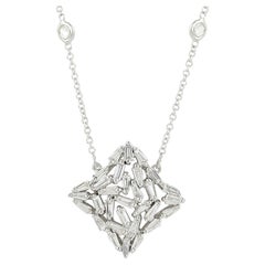 Designer Princess Necklace Made In 18k White Gold With Baguette Diamonds Charm
