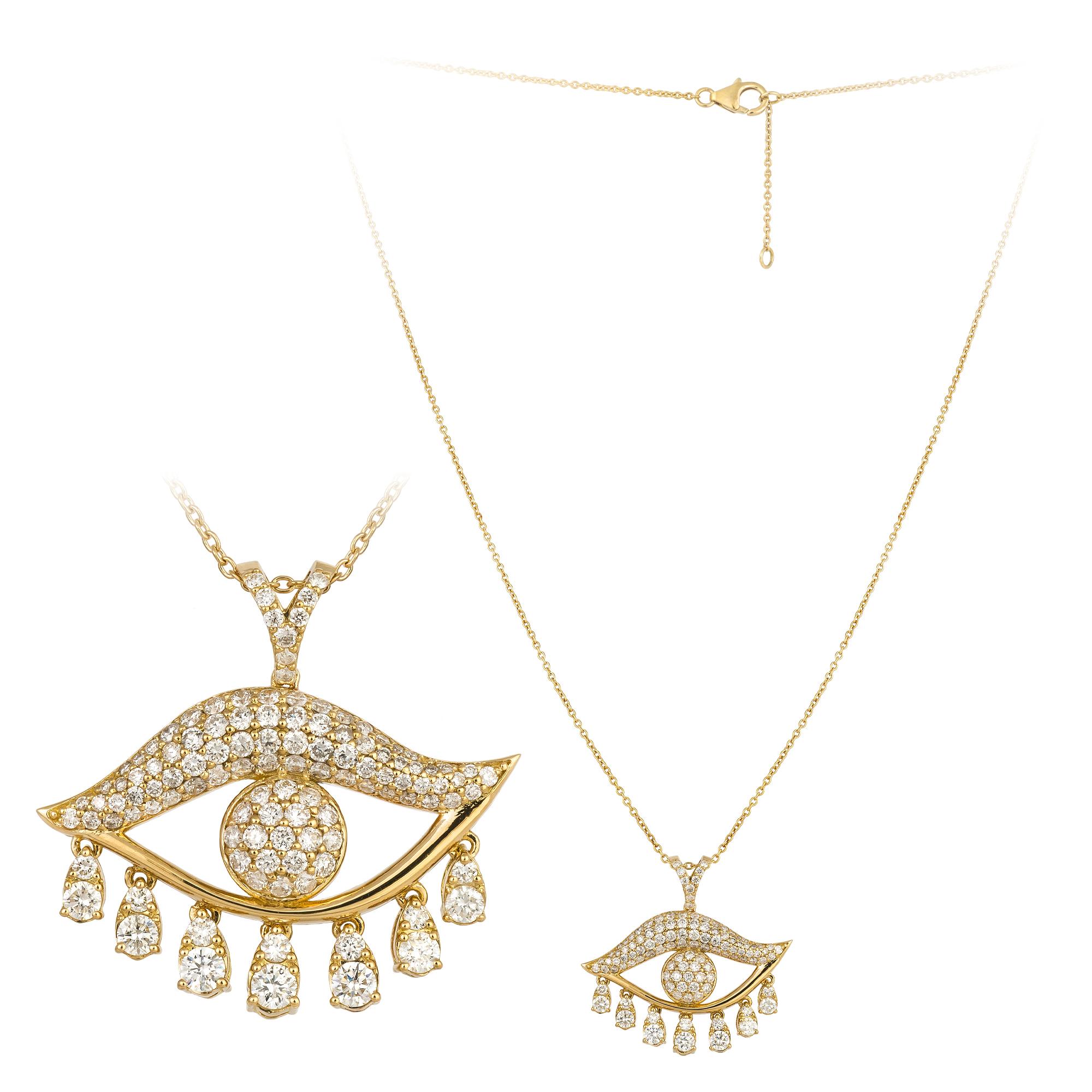 Designer Protection from the Evil Eye Yellow Gold 18K Necklace for Her/ Him For Sale