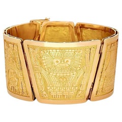 Designer R. Royss Aztec 18K Yellow Gold Bracelet