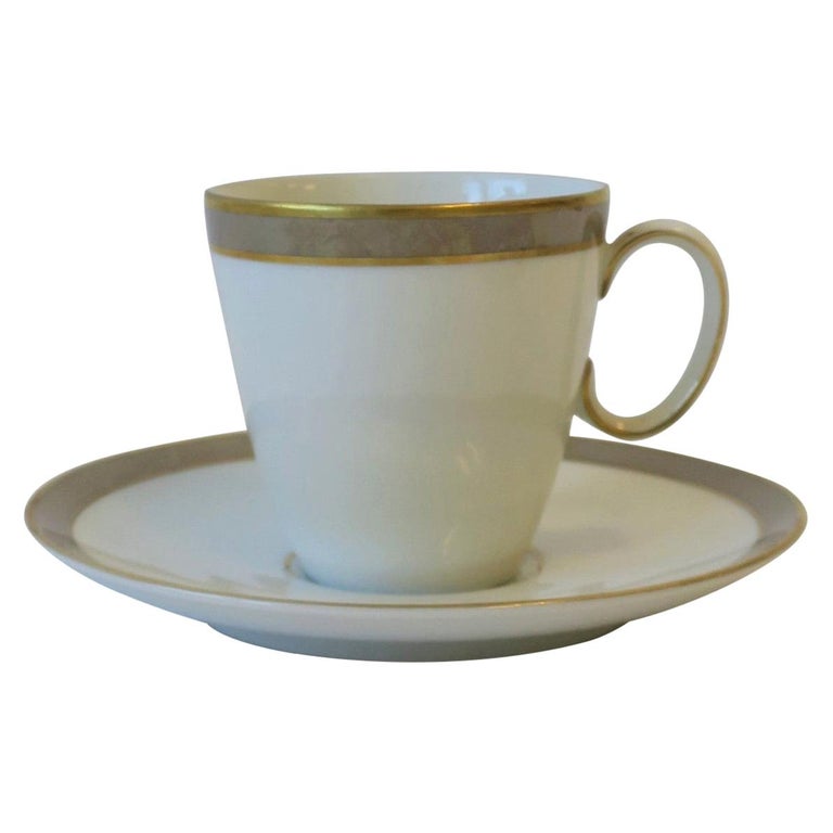 Designer Ray Loewy White Grey Gold Porcelain Espresso Coffee Cup and Saucer  For Sale at 1stDibs | designer tea cups