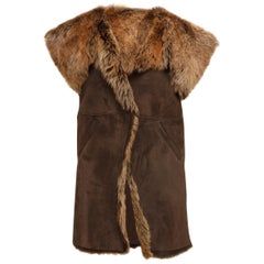 Designer Revival Brown Shearling Long Vest