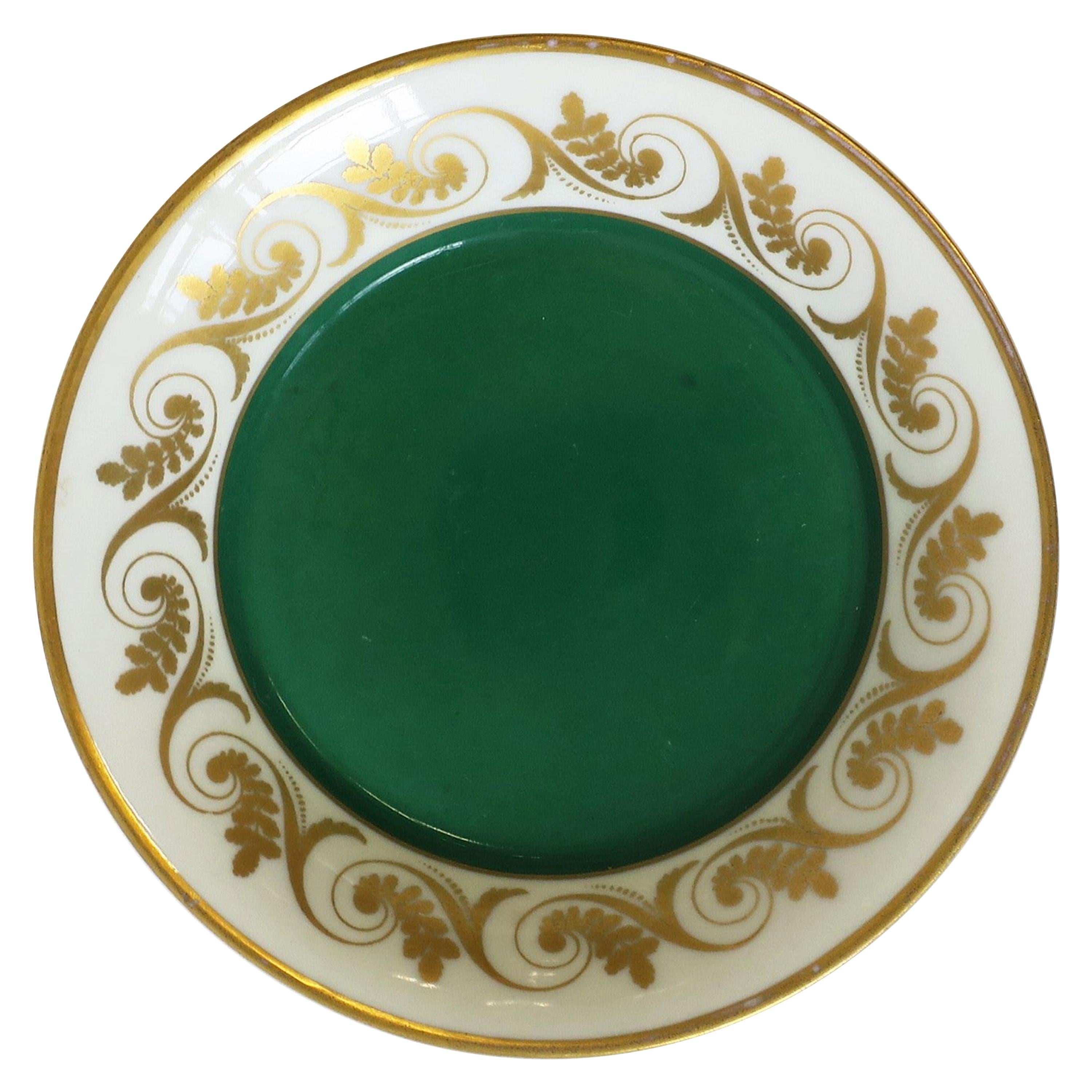 Plat à bijoux en porcelaine italienne Richard Ginori en or et vert