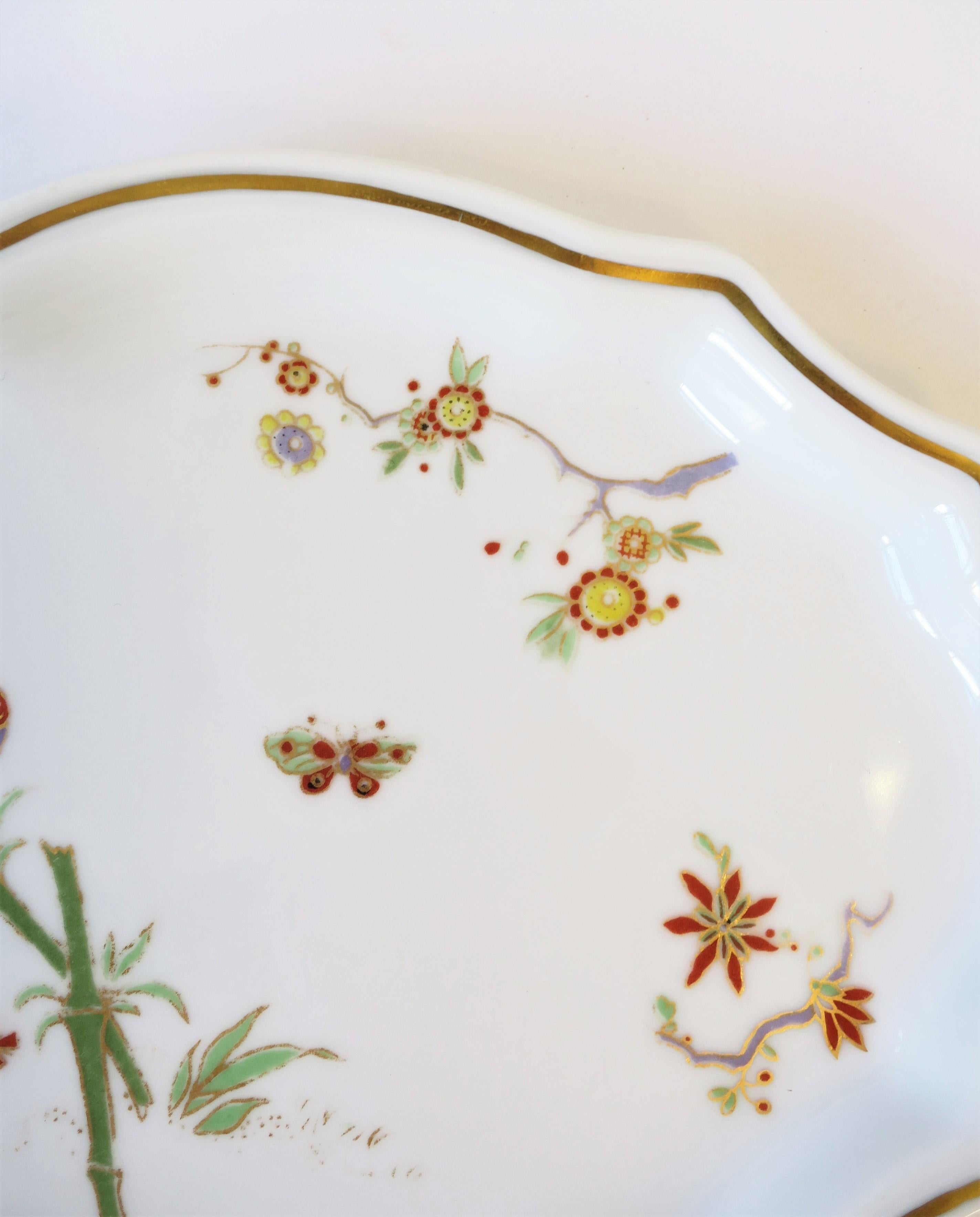 Italian Richard Ginori Porcelain Dish Jewelry Tray w/Parrot Bird on Bamboo Plant For Sale 2