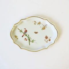 Italian Richard Ginori Porcelain Tray Parrot Bird on Bamboo Plant Chinoiserie