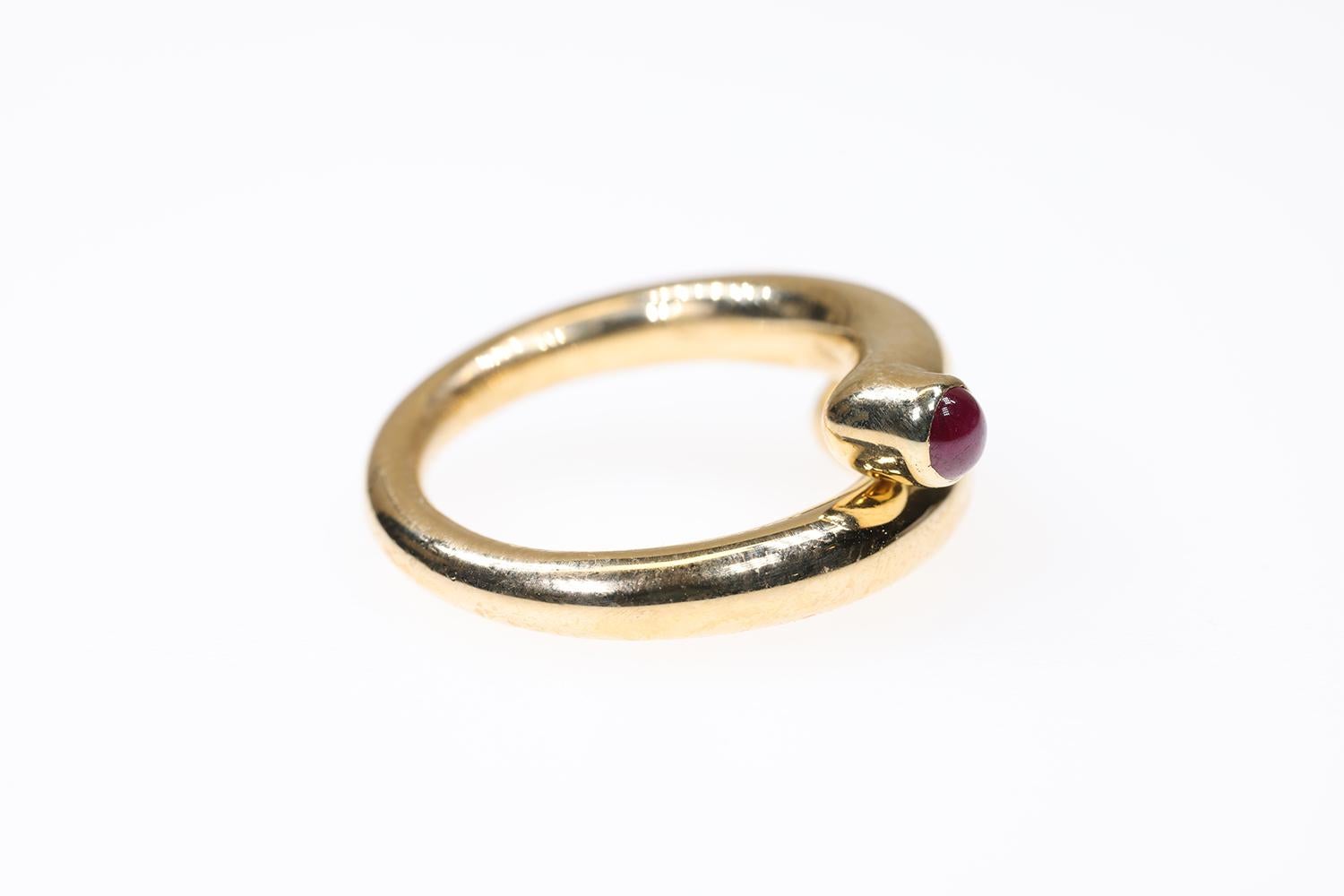 Designer Ring by Tiffany & Co, Jean Schlumberger, 18K Gold, Ruby Cabochons In Good Condition In Manchester By The Sea, MA