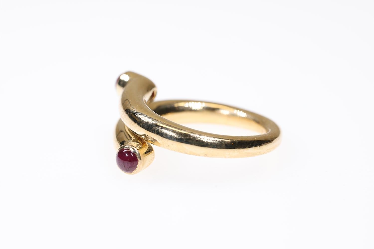 Women's or Men's Designer Ring by Tiffany & Co, Jean Schlumberger, 18K Gold, Ruby Cabochons