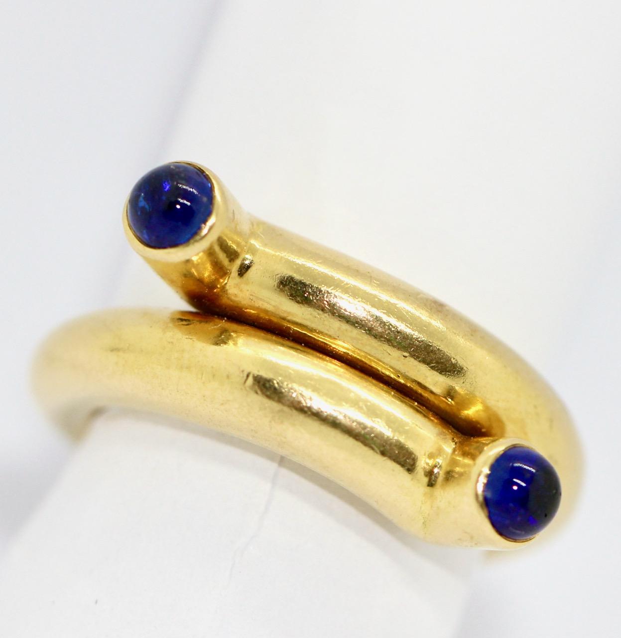 Designer Ring by Tiffany & Co, Jean Schlumberger, 18K Gold, Sapphire Cabochons For Sale 2