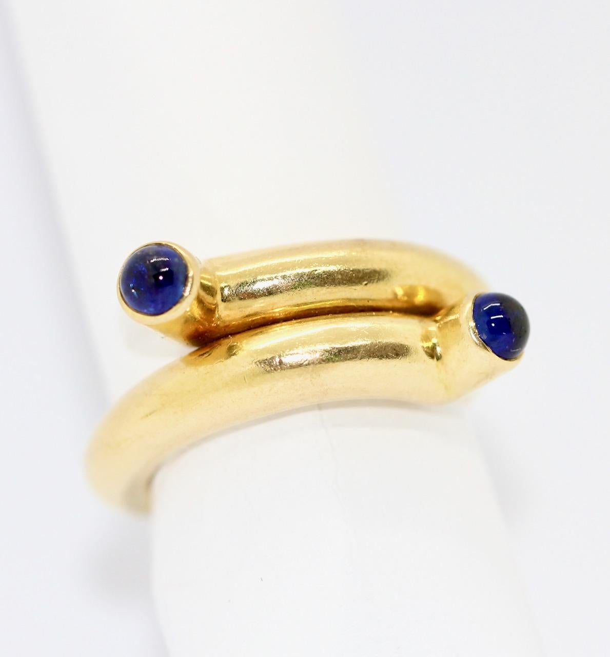 Designer Ring by Tiffany & Co, Jean Schlumberger, 18K Gold, Sapphire Cabochons For Sale 3