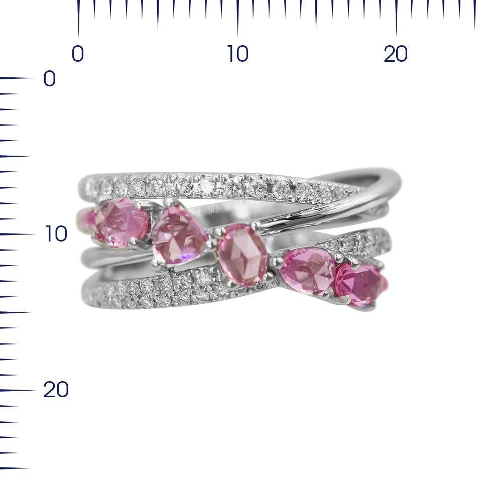 For Sale:  Designer Ring White Gold Ring Pink Sapphire Diamond 2