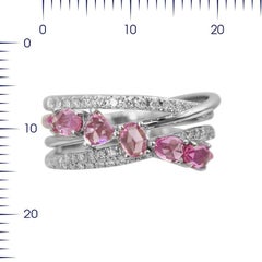 Designer Ring White Gold Ring Pink Sapphire Diamond