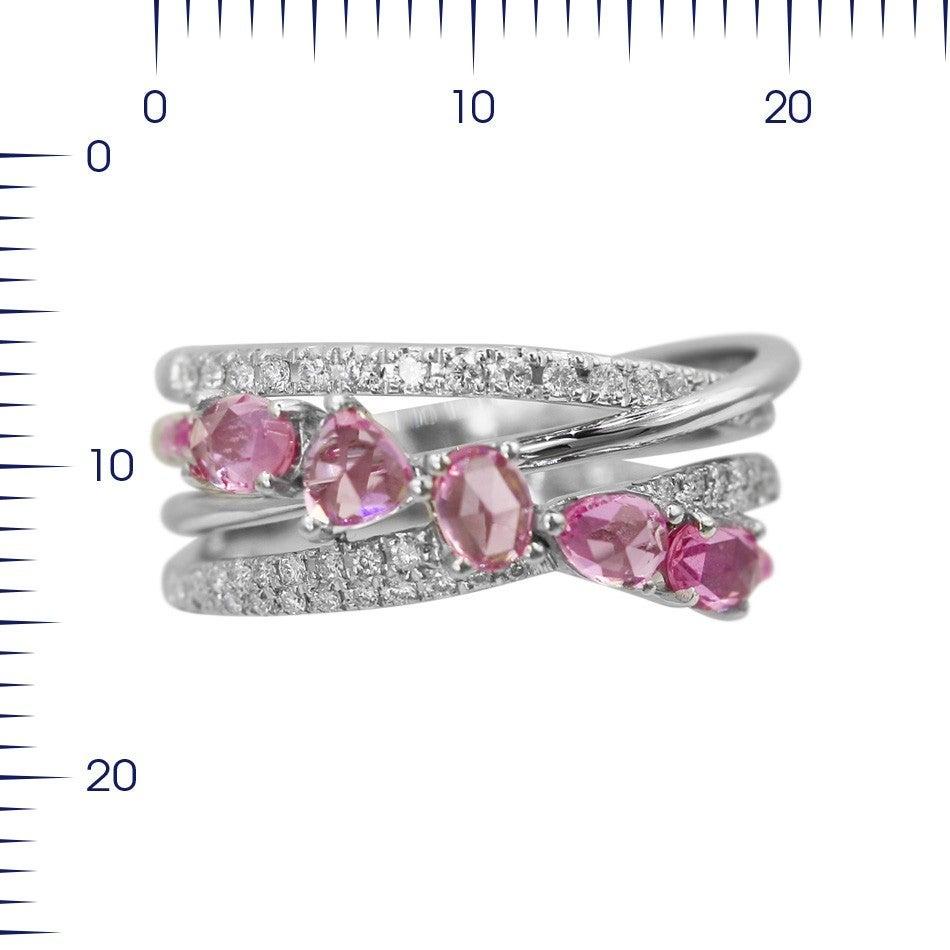 For Sale:  Designer Ring White Gold Ring Pink Sapphire Diamond 4