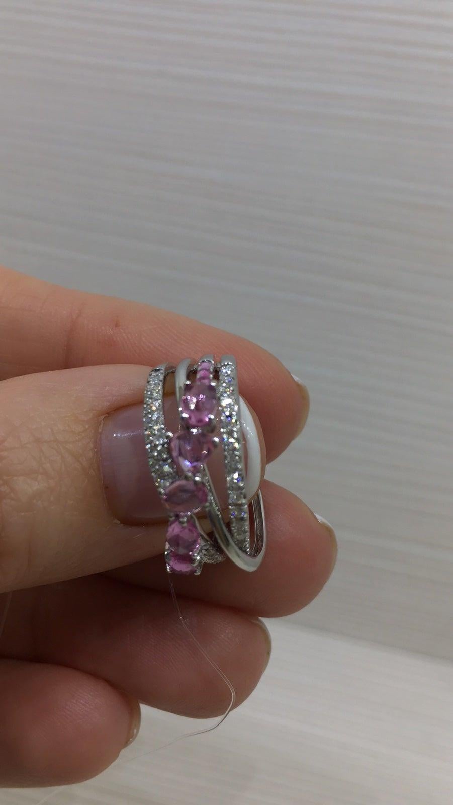 For Sale:  Designer Ring White Gold Ring Pink Sapphire Diamond 6