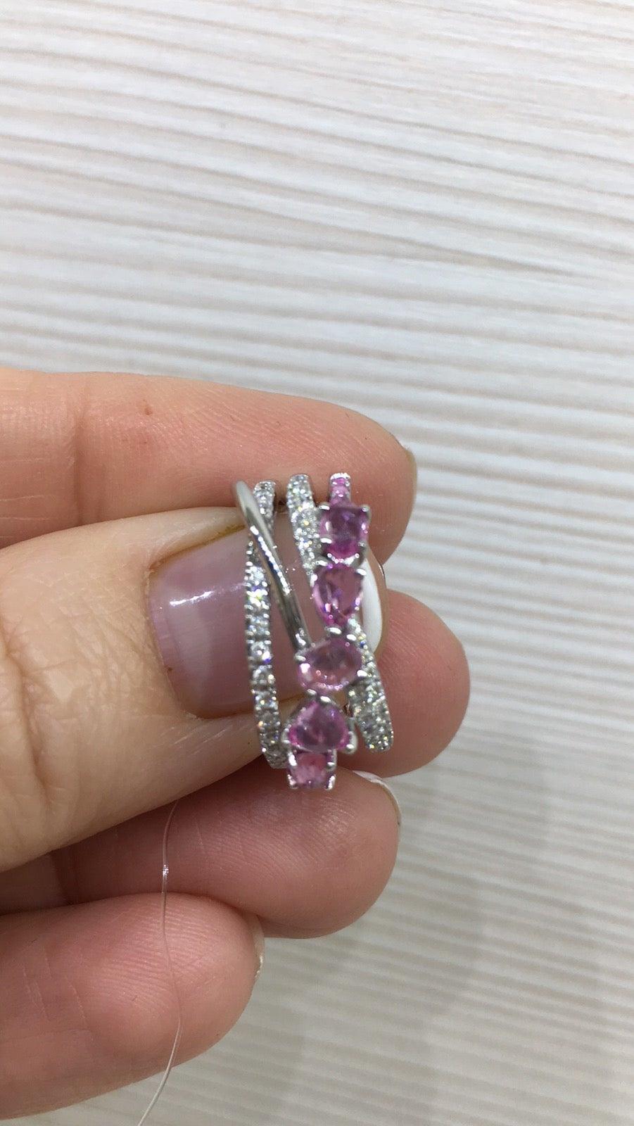 For Sale:  Designer Ring White Gold Ring Pink Sapphire Diamond 7