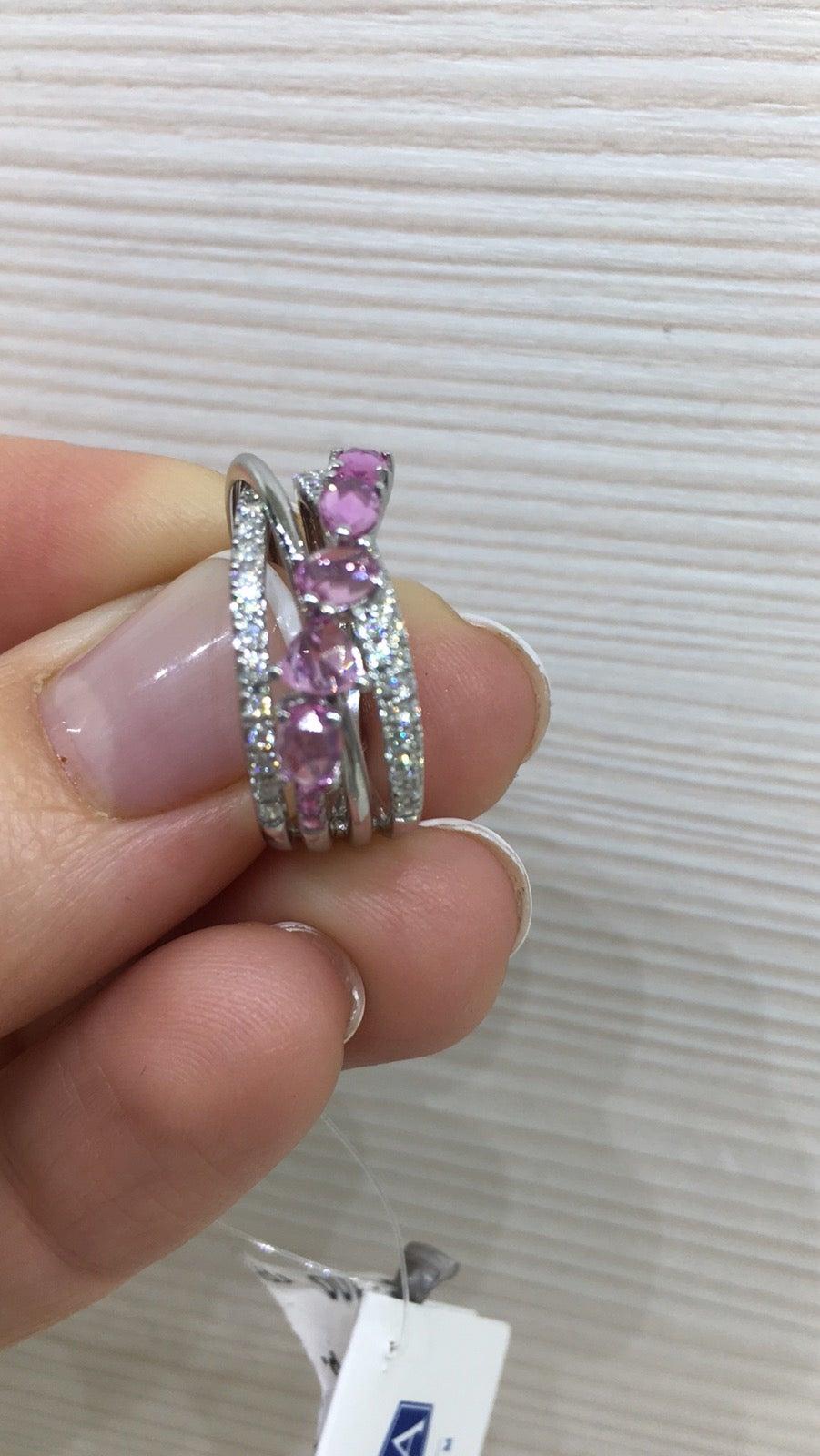 For Sale:  Designer Ring White Gold Ring Pink Sapphire Diamond 9