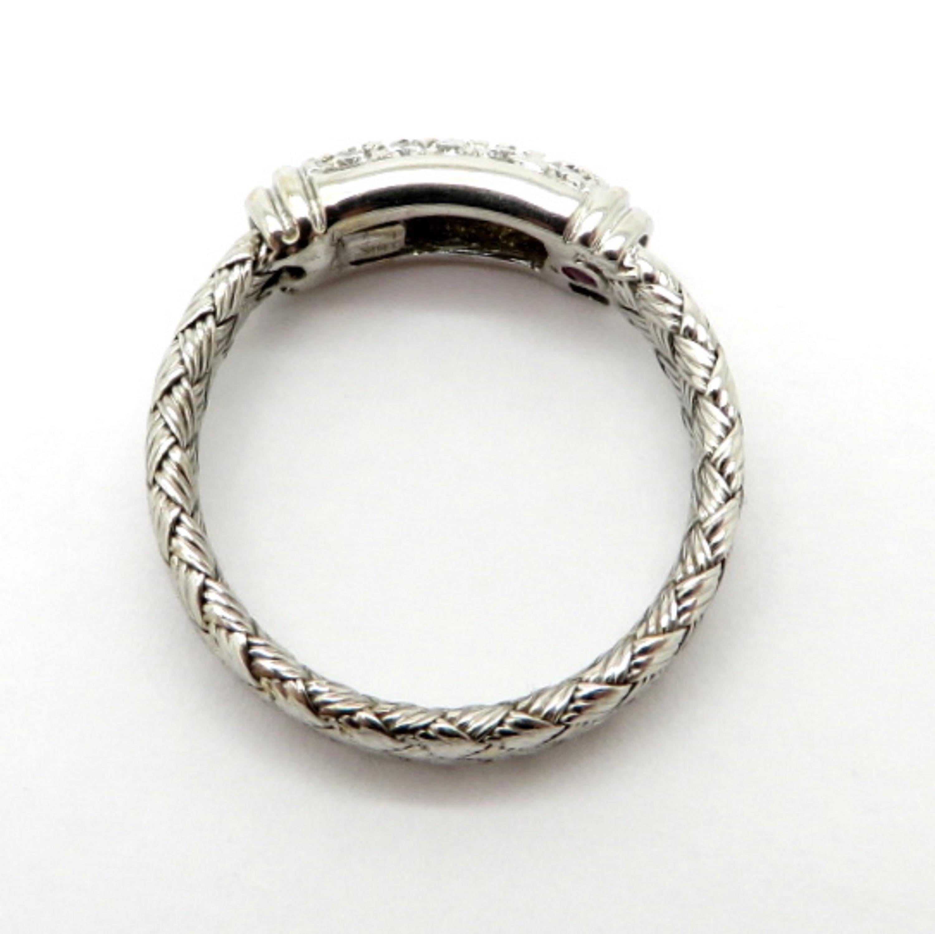 Women's Designer Roberto Coin 18 Karat White Gold Pave Diamond Weaved Ring