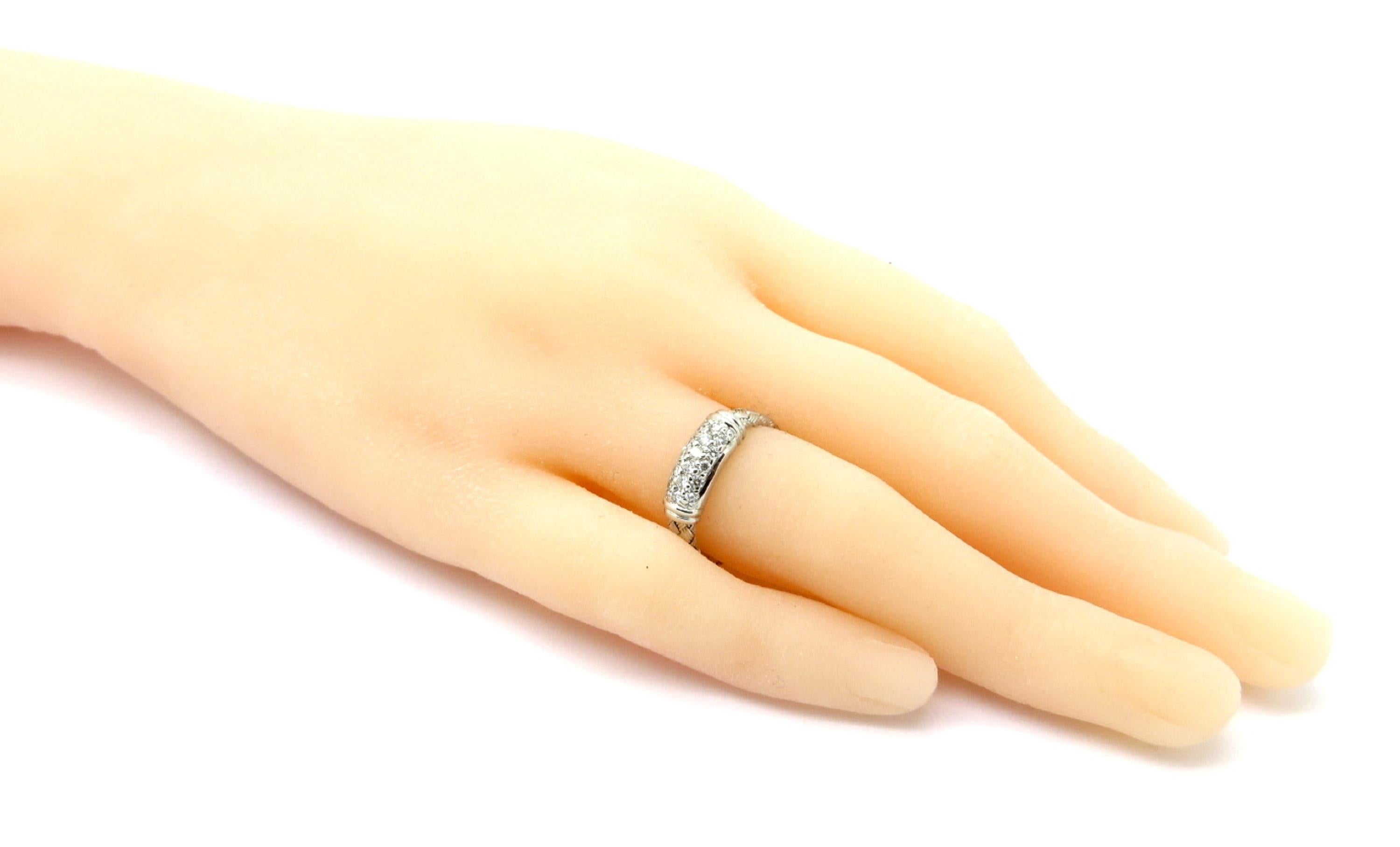 Designer Roberto Coin 18 Karat White Gold Pave Diamond Weaved Ring 2