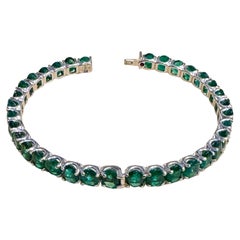 Diseñador Roberto Coin Esmeralda natural de 25 quilates Pulsera de oro blanco de 18 quilates