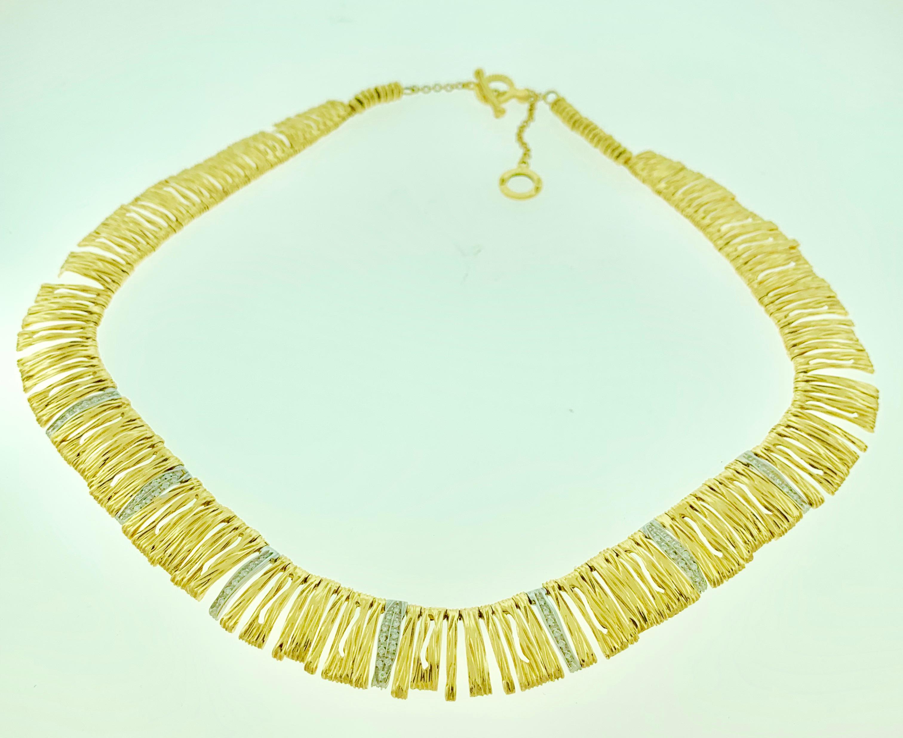 Designer Roberto Coin Diamant-Halskette aus 18 Karat Gold mit Elefantenhaut, 53 Gramm (Rundschliff) im Angebot