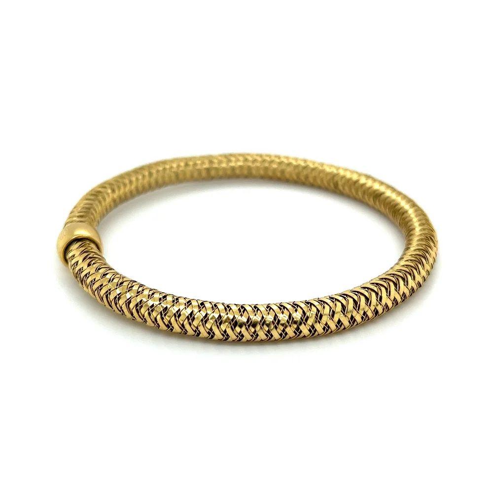 Modern Designer Roberto Coin Primavera Flexible Mesh Tubular Vintage Gold Bracelet For Sale