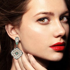 Designer Rose Cut Diamond Earring with Emeralds