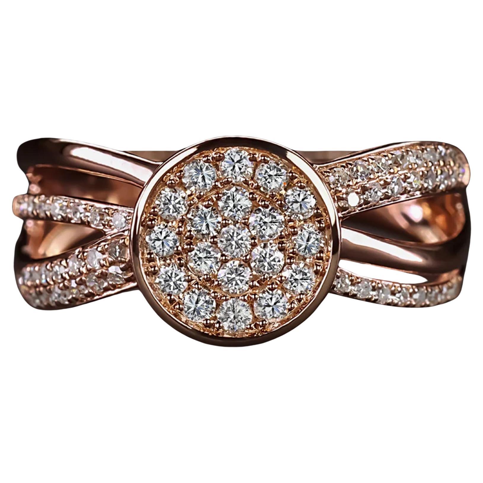 Designer Round Brilliant Cut Rose Gold Ring For Sale
