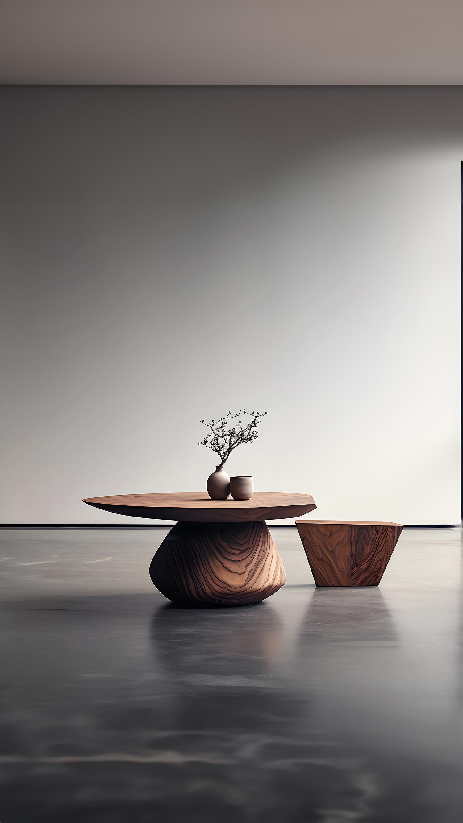 Contemporary Designer Round Coffee Table Solace 33: Organic Shapes in Solid Wood For Sale