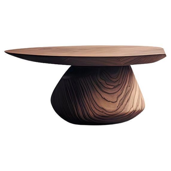 Designer Round Coffee Table Solace 33: Organic Shapes in Solid Wood For Sale