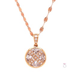 Designer Diamant-Anhänger mit rundem Pizzaschliff in 18k Rose Gold mit Kette, 1,45 Karat