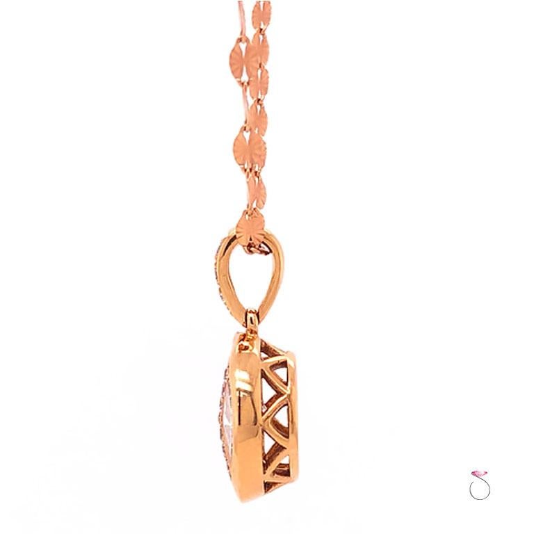 Modern Designer Round Pizza Cut Diamond Pendant in 18k Rose Gold with Chain, 1.45 Carat For Sale