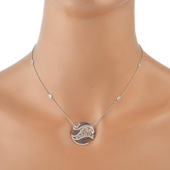 Designer Round Rosecut Diamond and Blue Sapphire Pendant Necklace in 18K Gold