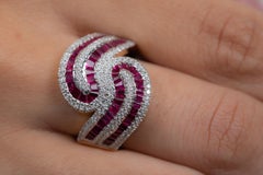 Designer Ruby Cluster Diamond Ring in 18K Solid Yellow Gold