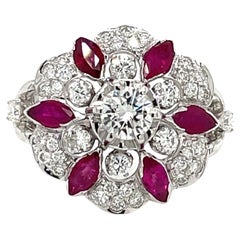 Vintage Designer Ruby Diamond Gold Ring