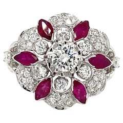 Retro Designer Ruby Diamond Gold Ring