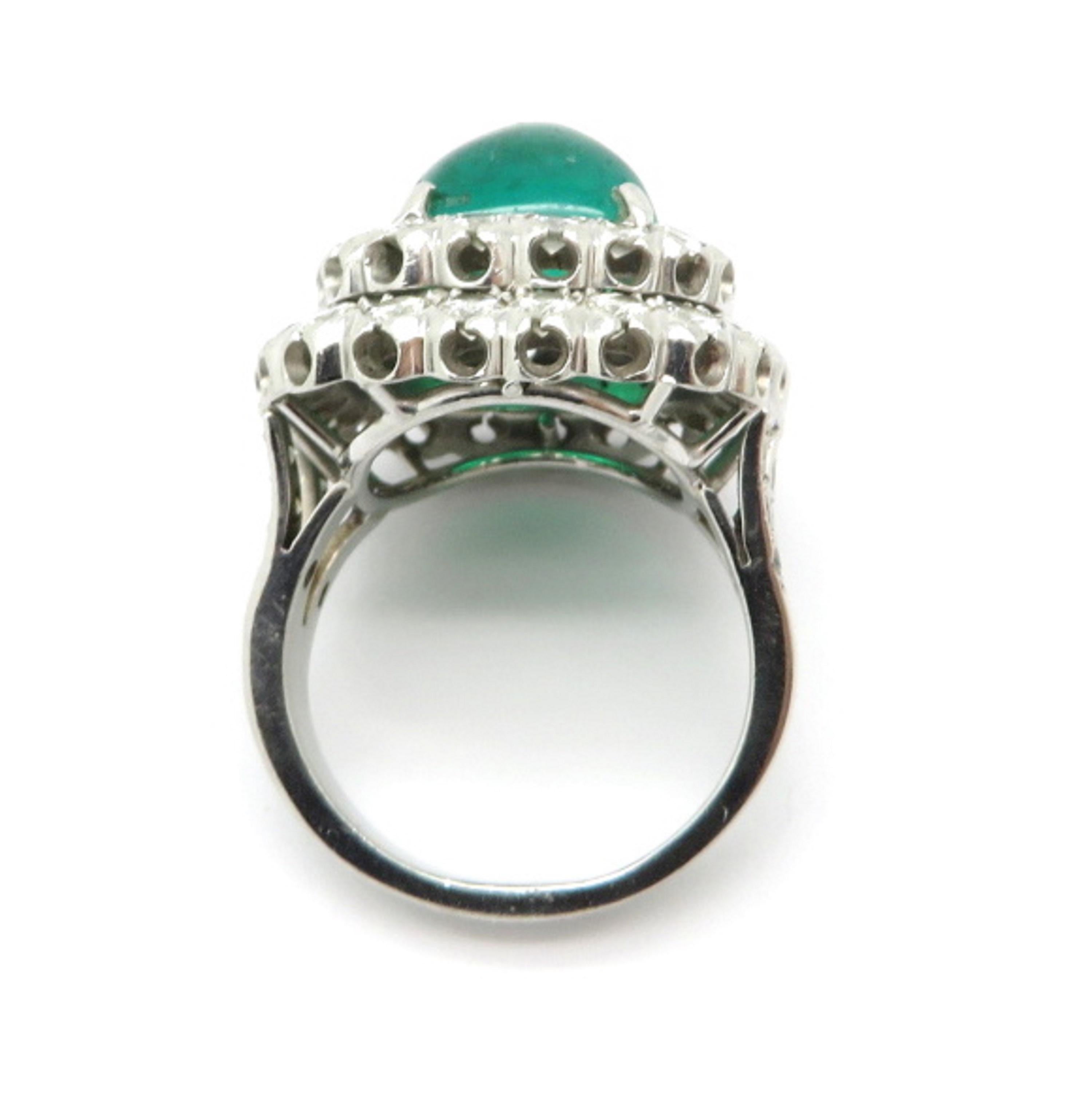 Designer Ruser AGL Certified Platinum Large Emerald and Double Halo Diamond Ring 2