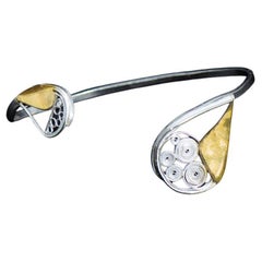 Nautical Designer Sailing Gold & Silver Filigree Cuff Bracelet
