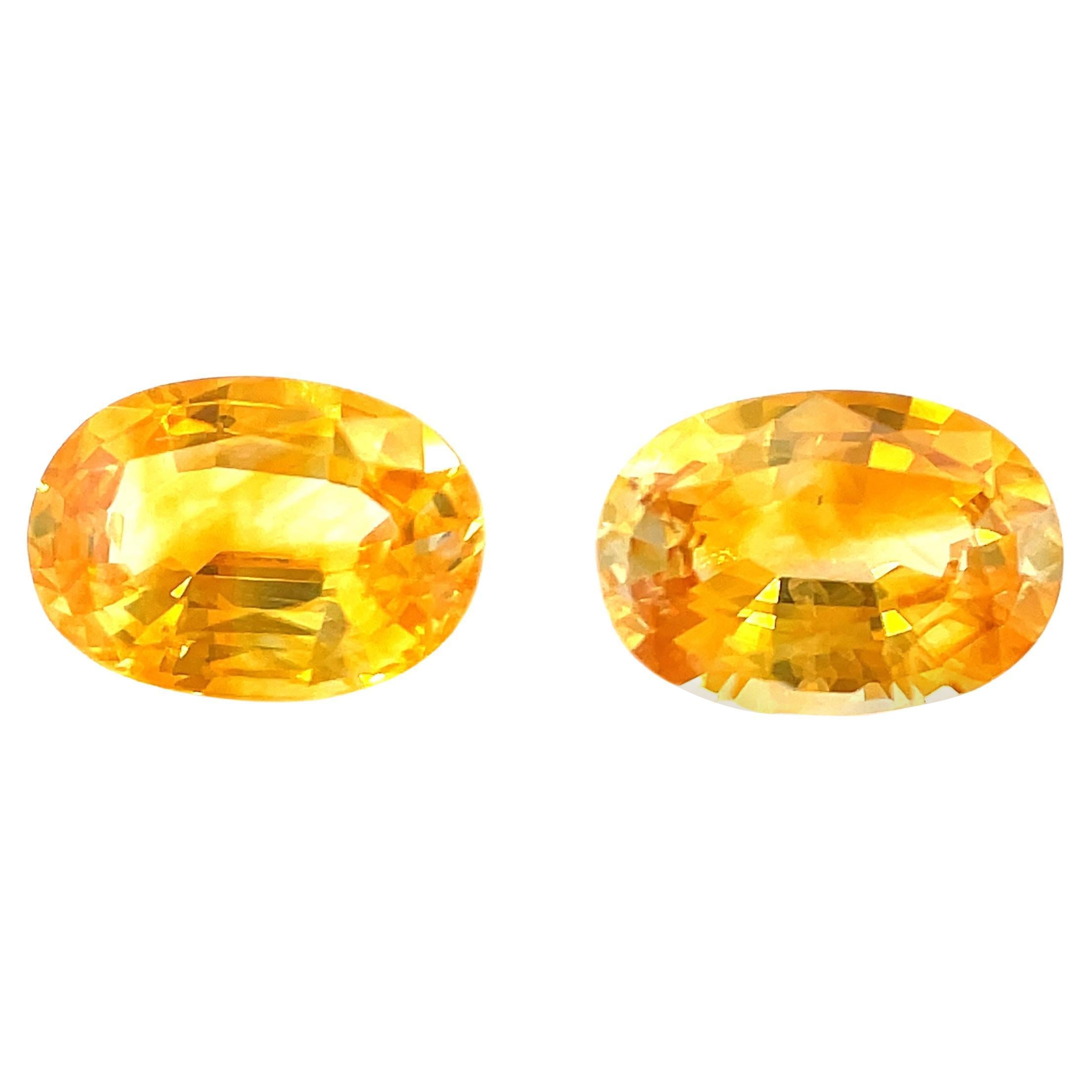 Designer Sarosi 1,92ct Oval Gelber Saphir Paar, Augensaubere Edelsteine