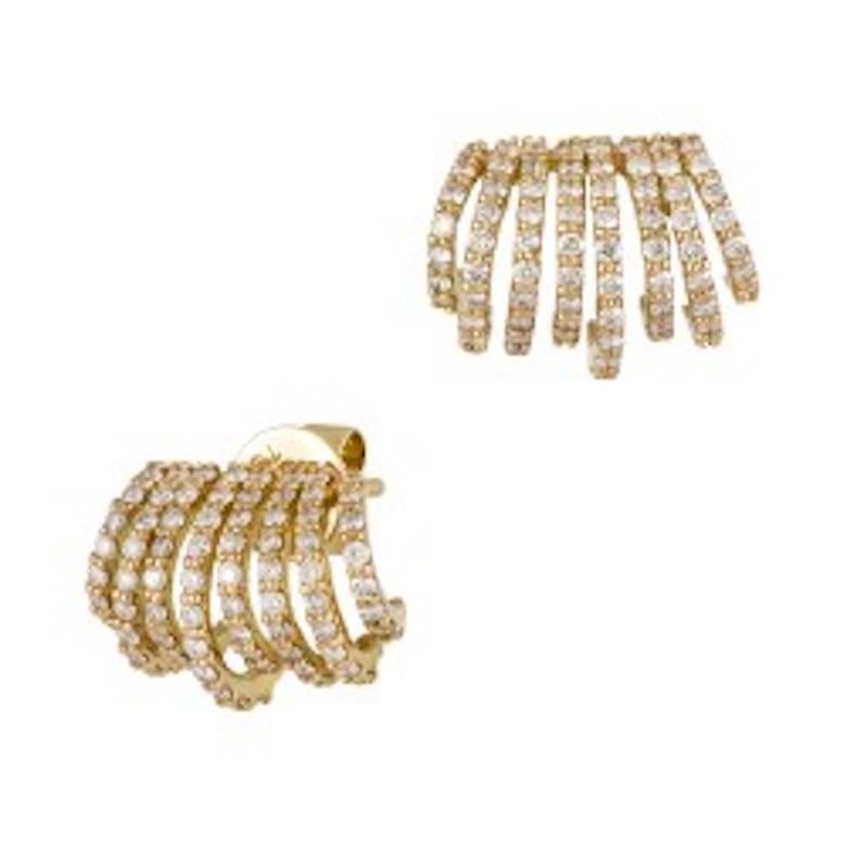 Designer Seashell 18k Diamonds Yellow 18K Gold Stud Earrings for Her For Sale