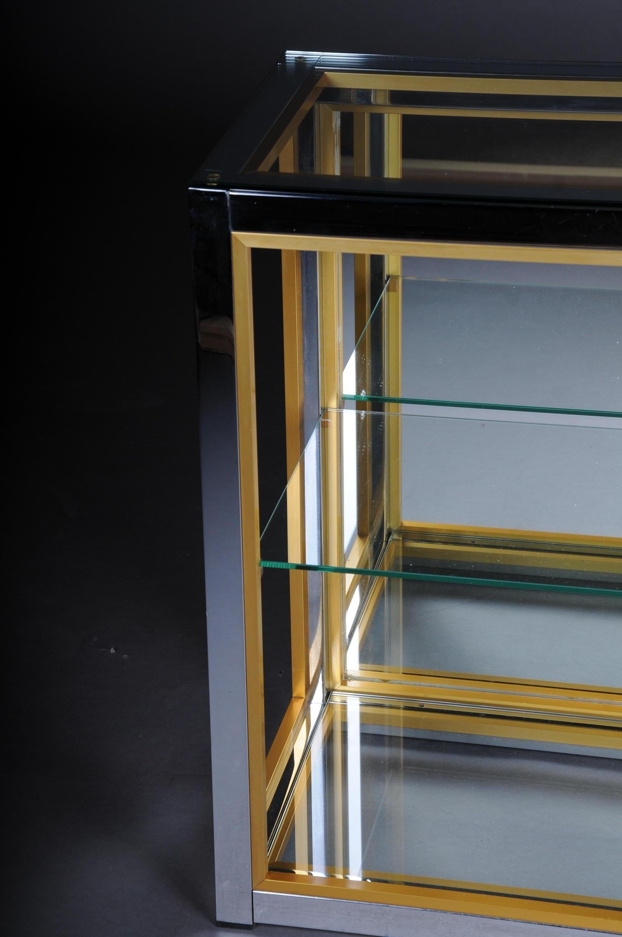 Mirror Designer Shelf Table / Wand Shelf Chrome Brass, Renato Zevi For Sale