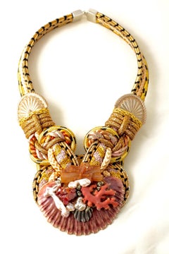 Designer Signature Alex & Lee Multi Gemstone and Cord Statement Bib Necklace 124