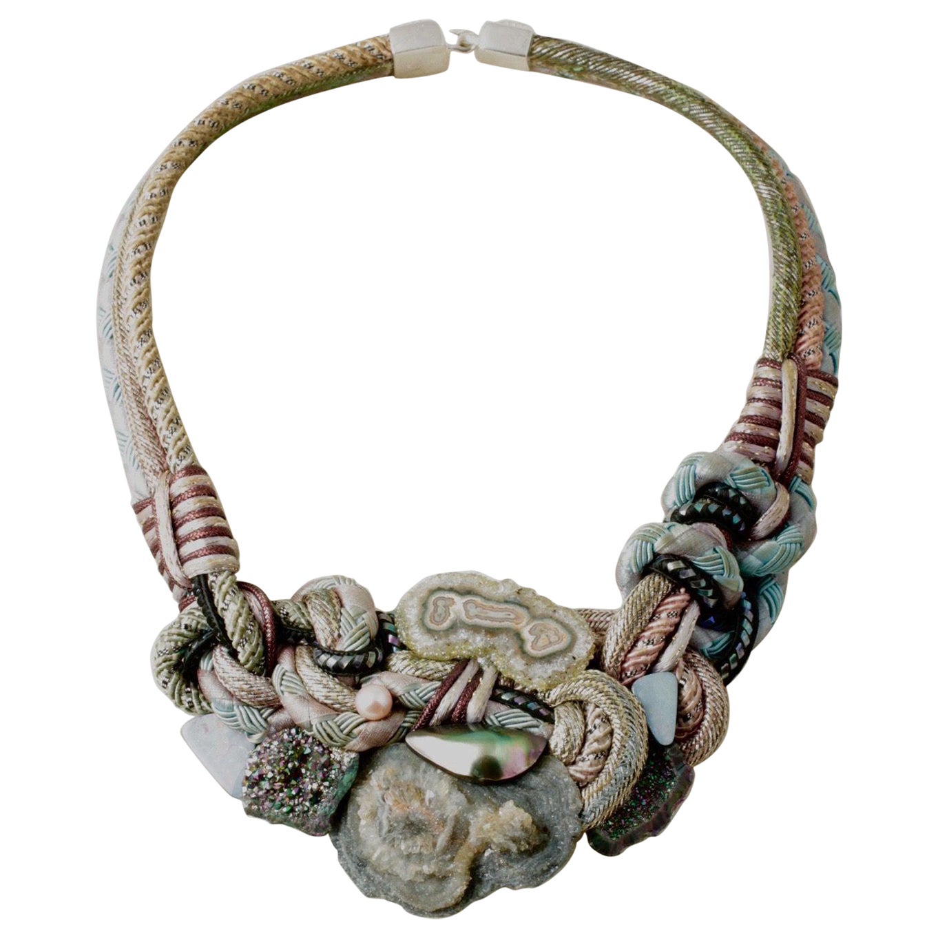 Designer Signature Alex & Lee Multi Gemstone and Cord Statement Bib Necklace 278